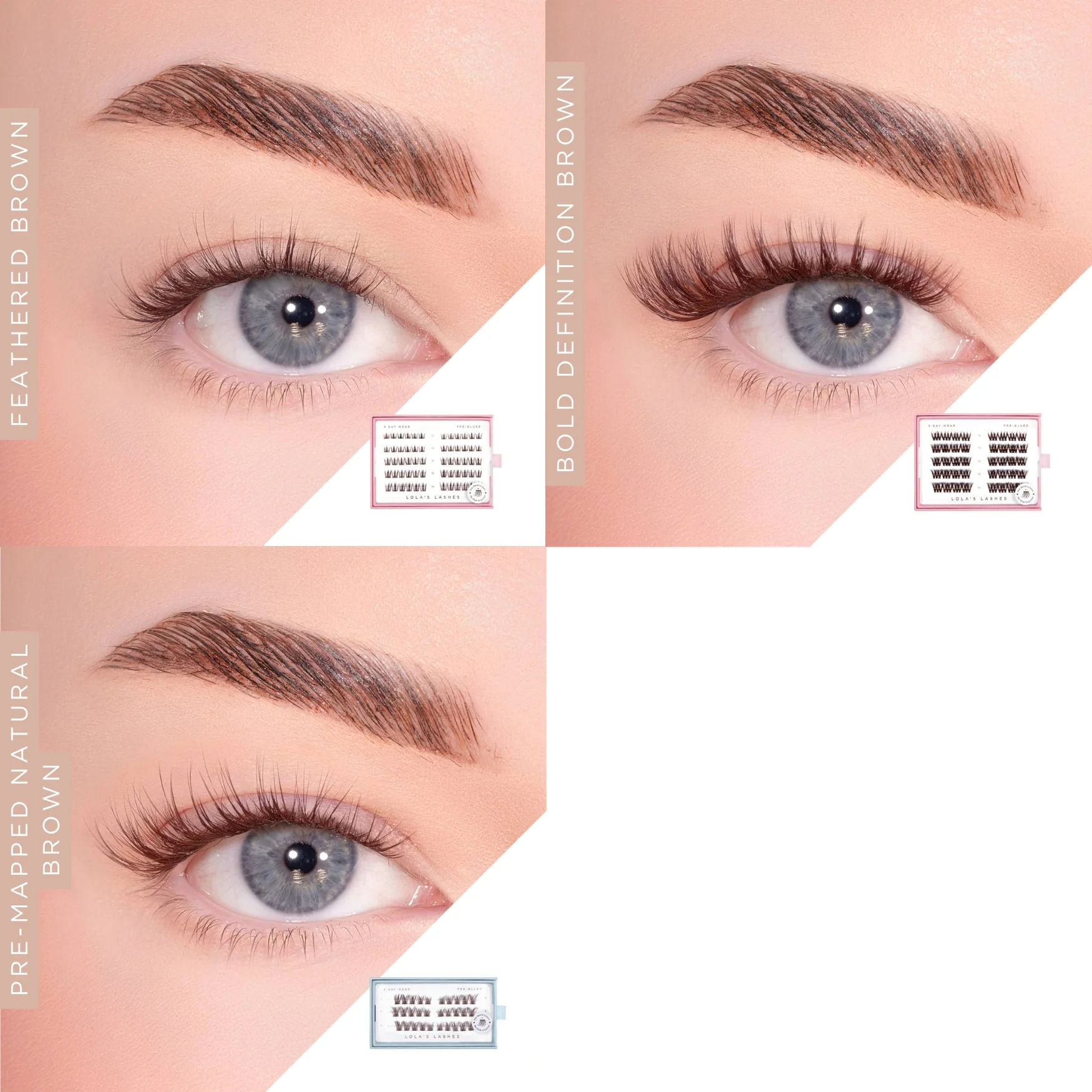 Brown Pre-Glued Lashes Trio Refill Bundle - Image 3