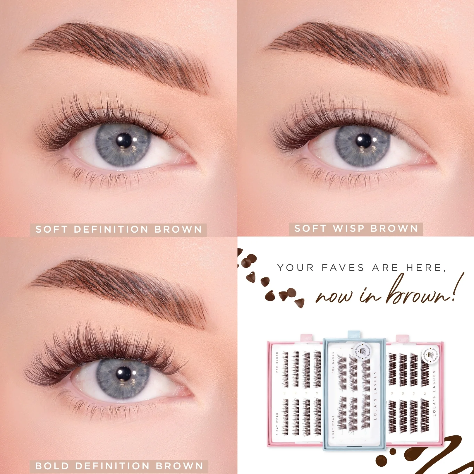 Natural Pre-mapped Dark Brown Pre-Glued Lashes - Image 3