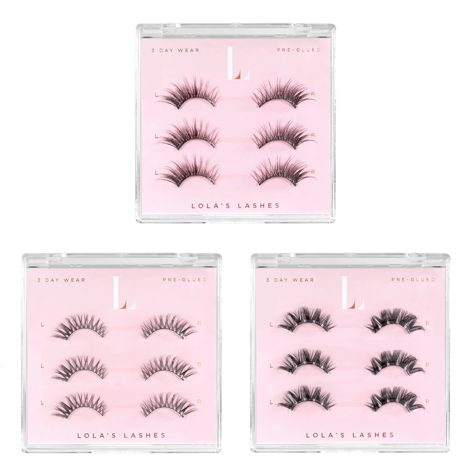 Pre-Glued Half Lashes Trio Refill Bundle